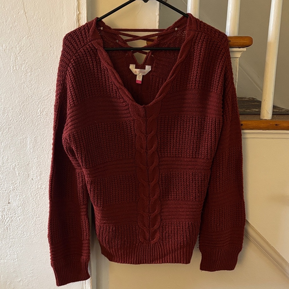 No Boundaries Deep Red V-Neck Sweater